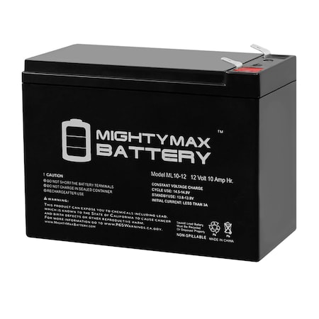 12V 10AH Battery Replaces SP12-10 T2 Sigma .250 Faston + 12V Charger